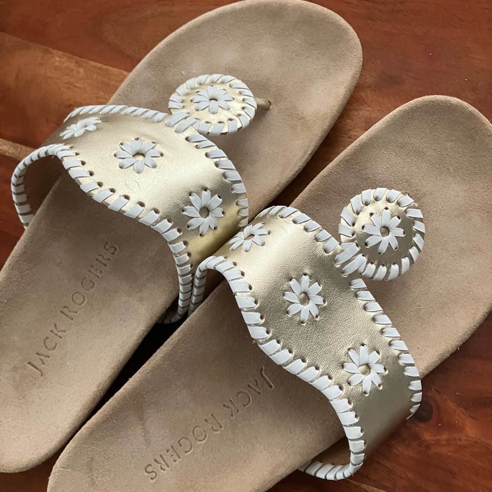 Jack Rogers Comfort Sandal - Gold and White